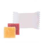 Gomas publicitárias com sabor a frutas e embalagem individual cor branco