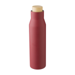 Garrafa térmica antiderrame em aço inoxidável com tampa de bambu 500ml cor bordeaux quinta vista