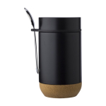 Frasco de aço com colher e base de cortiça 400ml Tarro ToGo cor preto primeira vista