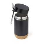 Frasco de aço com colher e base de cortiça 400ml Tarro ToGo cor preto segunda vista