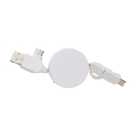 Cabo 5 em 1 com várias conexões USB Cabo multicarga Bamboo cor branco terceira vista