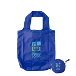 Saco de compras dobrável de poliéster 190T com gancho cor azul vista principal