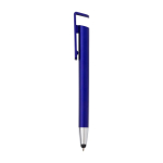 Caneta metalizada táctil com suporte telemóvel tinta azul cor azul segunda vista