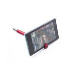 Caneta metalizada táctil com suporte telemóvel tinta azul cor vermelho quinta vista