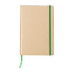 Caderno personalizado papel reciclado folhas A5 linhas cor verde-claro primeira vista