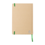 Caderno personalizado papel reciclado folhas A5 linhas cor verde-claro sexta vista