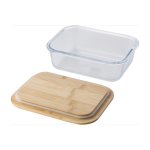 Tupperware personalizadas de vidro com tampa de bambu 900ml Nordik cor transparente primeira vista