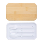 Lancheira dupla com separador interno e talheres 800ml Duo Compact cor branco segunda vista