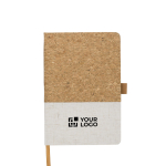Caderno para empresa de cortiça e algodão colorido, folhas A5 pautadas cor branco vista principal