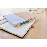 Caderno para empresa de cortiça e algodão colorido, folhas A5 pautadas sexta vista