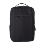 Mochilas para portátil de 16'' recicladas com USB Power rPET cor preto primeira vista