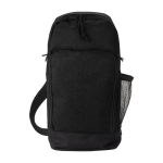 Bolsa tiracolo promocional grande de poliéster 600D com alça cor preto primeira vista