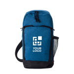Bolsa tiracolo promocional grande de poliéster 600D com alça cor azul vista principal