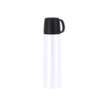 Termos de aço inoxidável 500 ml, tampa tipo chávena 130 ml cor branco primeira vista
