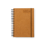 Agendas com logótipo de couro reciclado com vista diária e fecho A5 cor caqui primeira vista