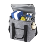 Saco térmico de feltro reciclado GRS com bolsos exteriores cor cinzento segunda vista