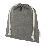 Saco médio algodão reciclado GRS, fecho de cordão 150 g/m2 cor preto