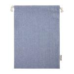 Saco grande algodão reciclado GRS, fecho de cordão 150 g/m2 cor azul segunda vista traseira
