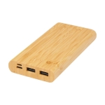Powerbank de bambu com LED/botão de ligar táctil 10 000 mAh cor natural