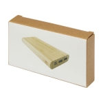 Powerbank de bambu com LED/botão de ligar táctil 10 000 mAh cor natural segunda vista com caixa
