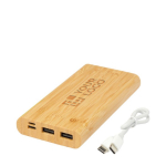 Powerbank de bambu com LED/botão de ligar táctil 10 000 mAh vista principal