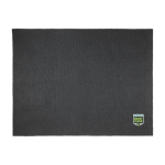 Manta de malha de poliéster reciclado com etiqueta e faixa cor preto