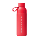 Garrafa térmica, aço/plástico reciclado 500ml Ocean Bottle cor vermelho vista impressa logo 2