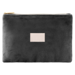 Nécessaire de veludo com detalhes dourados no zíper e puxador cor preto sexta vista