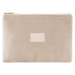 Nécessaire de veludo com detalhes dourados no zíper e puxador cor natural sexta vista