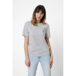 T-shirt mix de algodão reciclado e orgânico, 180 g/m2, Iqoniq Manuel cor cinzento-claro mesclado segunda vista com logo