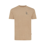 T-shirt mix de algodão reciclado e orgânico, 180 g/m2, Iqoniq Manuel cor castanho-claro vista com logo