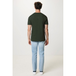 T-shirt mix de algodão reciclado e orgânico casual fit, 180 g/m2, Iqoniq cor caqui quarta vista com modelo