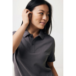 Polo piqué corte regular algodão ecológico, 220 g/m2, Iqoniq Yosemite cor prateado mate quinta vista com modelo