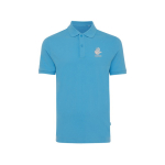Polo piqué corte regular algodão ecológico, 220 g/m2, Iqoniq Yosemite cor ciano vista com logo