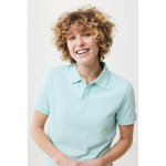 Polo piqué corte regular algodão ecológico, 220 g/m2, Iqoniq Yosemite cor verde menta quinta vista com modelo