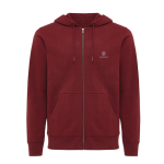 Sweatshirt com fecho de correr de algodão eco slim fit 340 g/m2 Iqoniq cor bordeaux vista com logo