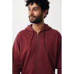 Sweatshirt com fecho de correr de algodão eco slim fit 340 g/m2 Iqoniq cor bordeaux quarta vista com modelo