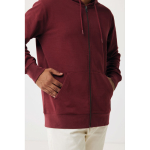 Sweatshirt com fecho de correr de algodão eco slim fit 340 g/m2 Iqoniq cor bordeaux quinta vista com modelo