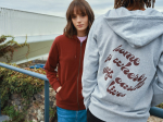 Sweatshirt com fecho de correr de algodão eco slim fit 340 g/m2 Iqoniq cor bordeaux vista de ambiente 2