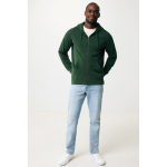 Sweatshirt com fecho de correr de algodão eco slim fit 340 g/m2 Iqoniq cor verde bosque vista com modelo