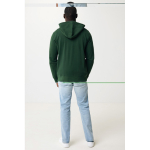 Sweatshirt com fecho de correr de algodão eco slim fit 340 g/m2 Iqoniq cor verde bosque quarta vista com modelo