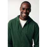 Sweatshirt com fecho de correr de algodão eco slim fit 340 g/m2 Iqoniq cor verde bosque quinta vista com modelo