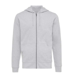 Sweatshirt com fecho de correr de algodão eco slim fit 340 g/m2 Iqoniq cor cinzento-claro mesclado