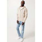 Sweatshirt com fecho de correr de algodão eco slim fit 340 g/m2 Iqoniq cor castanho-claro vista com modelo