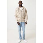 Sweatshirt com fecho de correr de algodão eco slim fit 340 g/m2 Iqoniq cor castanho-claro segunda vista com modelo
