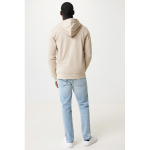 Sweatshirt com fecho de correr de algodão eco slim fit 340 g/m2 Iqoniq cor castanho-claro quarta vista com modelo