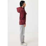 Sweatshirt de algodão eco regular fit 340 g/m2 Iqoniq cor bordeaux quarta vista com modelo