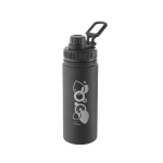 Garrafa de alumínio com asa de transporte e tampa de plástico 570ml cor preto imagem com logo