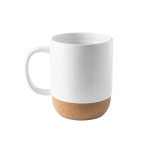 Caneca de cerâmica para sublimação com base de cortiça removível 390ml cor branco primeira vista