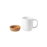 Caneca de cerâmica para sublimação com base de cortiça removível 390ml cor branco terceira vista
